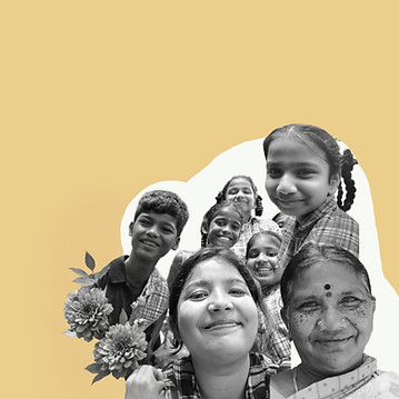 Ananya taking a selfie with women and children